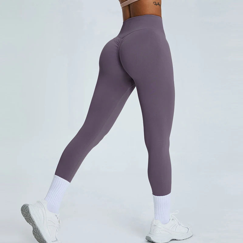 High waist yoga pants with v-fold waist and butt lifting design - product image