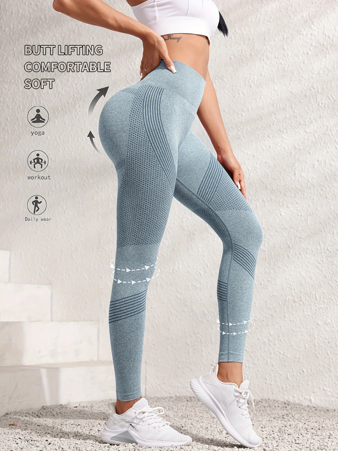 High waisted seamless sports pants with butt lifting and four-way stretch fabric - product image