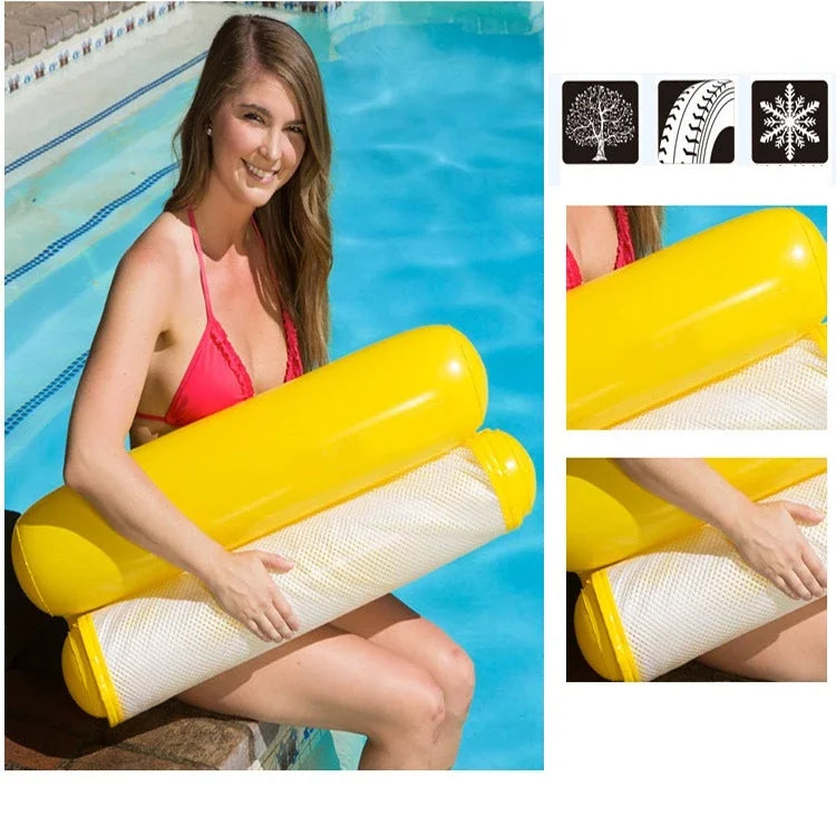 Inflatable water floating hammock with air pump for pools and beaches - product image