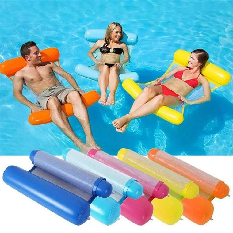 Inflatable water floating hammock with air pump for pools and beaches - product image