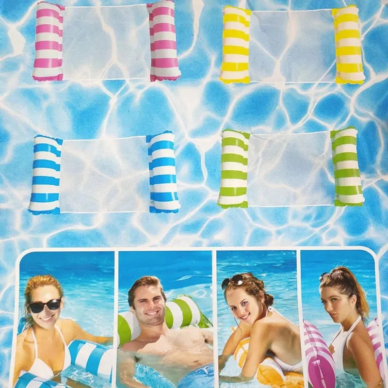 Inflatable water floating hammock with air pump for pools and beaches - product image