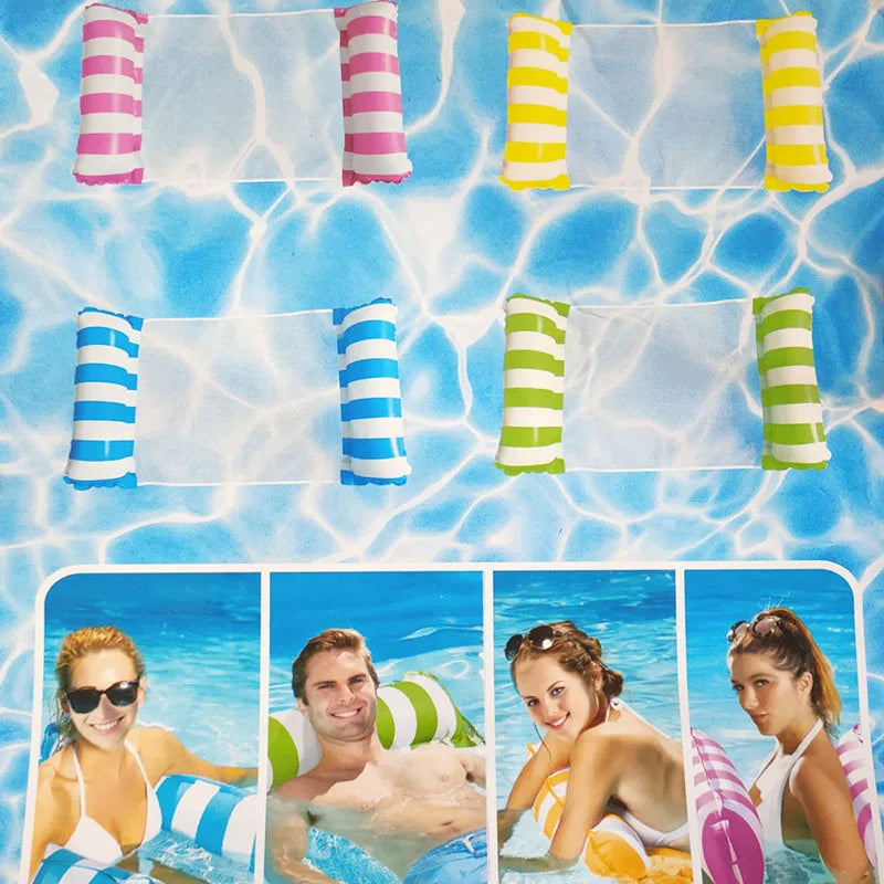 Inflatable water floating hammock with air pump for pools and beaches - product image