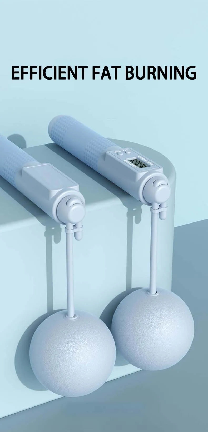Intelligent cordless skipping rope with adjustable length and lcd counter - product image
