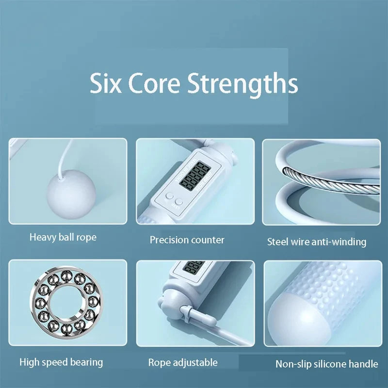 Intelligent cordless skipping rope with adjustable length and lcd counter - product image