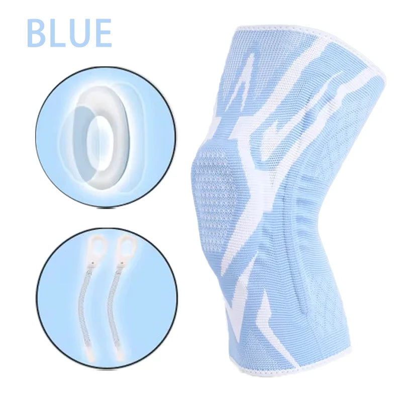 Knee brace with silicone pads and spring support for breathable joint protection - product image