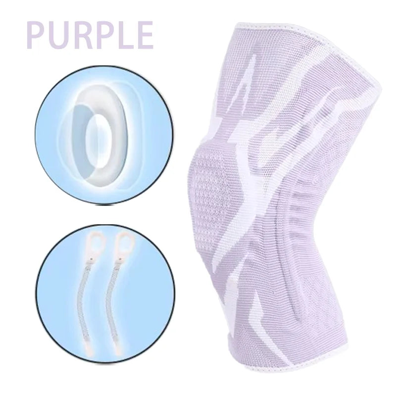 Knee brace with silicone pads and spring support for breathable joint protection - product image