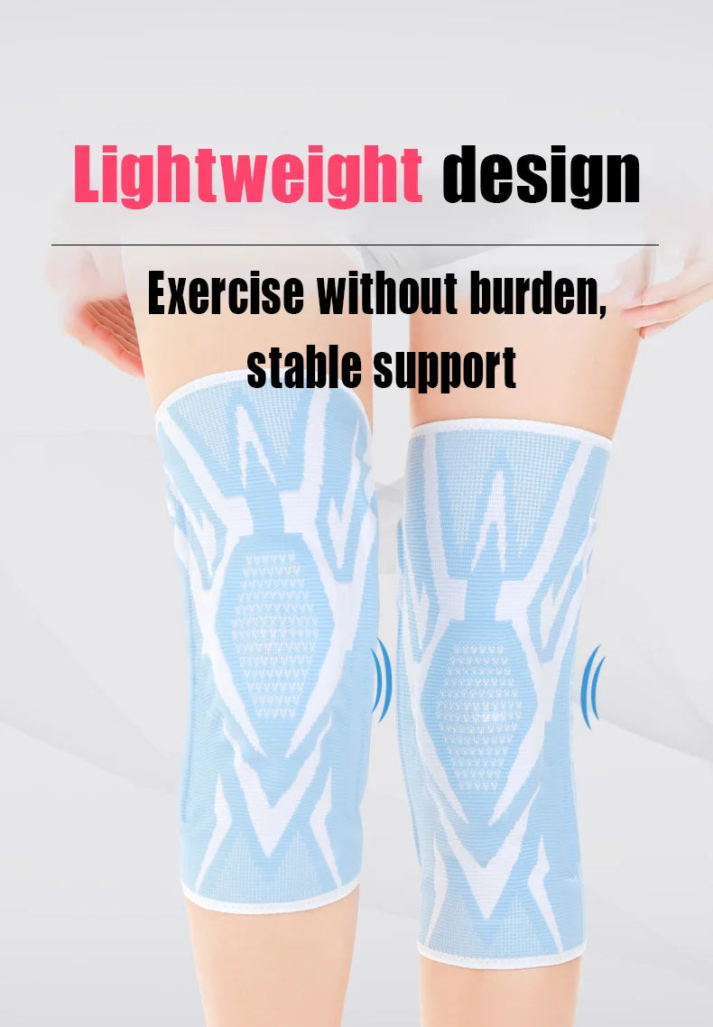 Knee brace with silicone pads and spring support for breathable joint protection - product image
