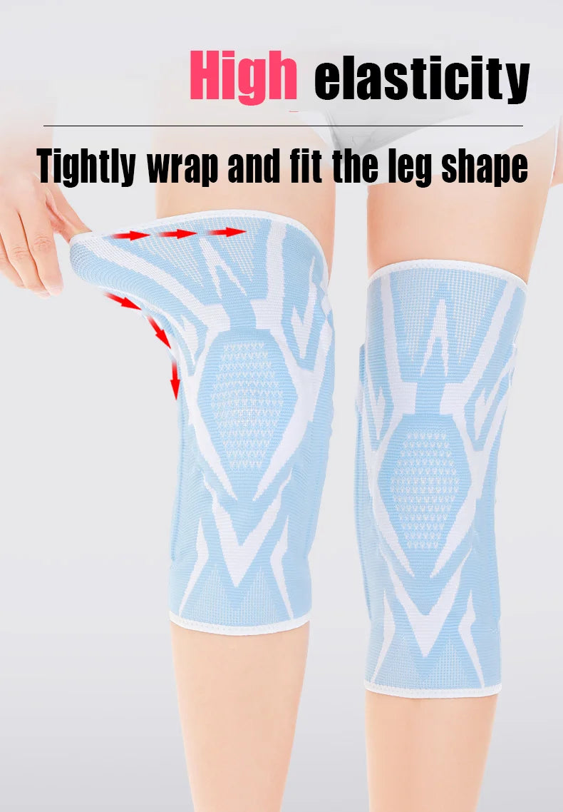 Knee brace with silicone pads and spring support for breathable joint protection - product image