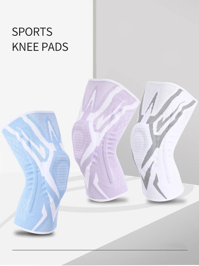 Knee brace with silicone pads and spring support for breathable joint protection - product image