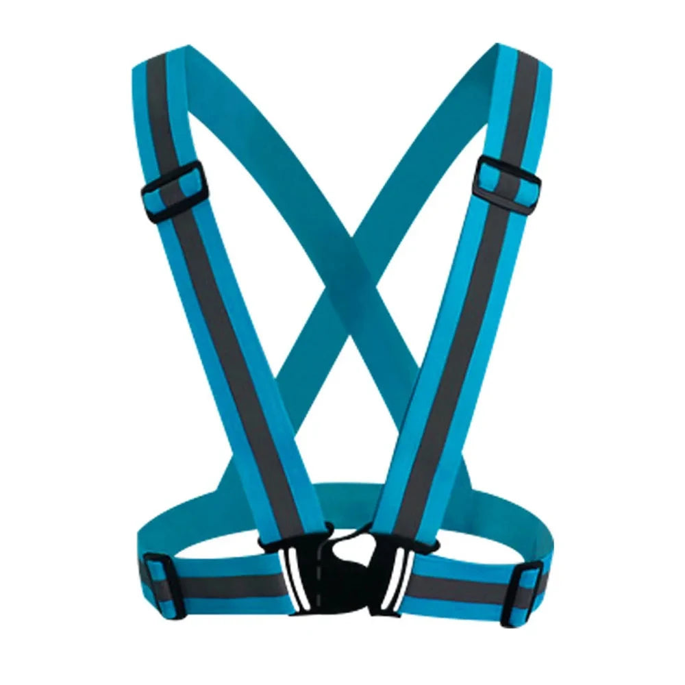 Lightweight adjustable reflective safety vest with elastic bands and hi-vis strips - product image