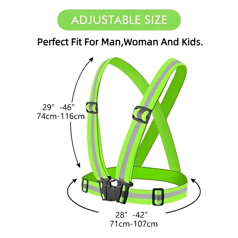 Lightweight adjustable reflective safety vest with elastic bands and hi-vis strips - product image