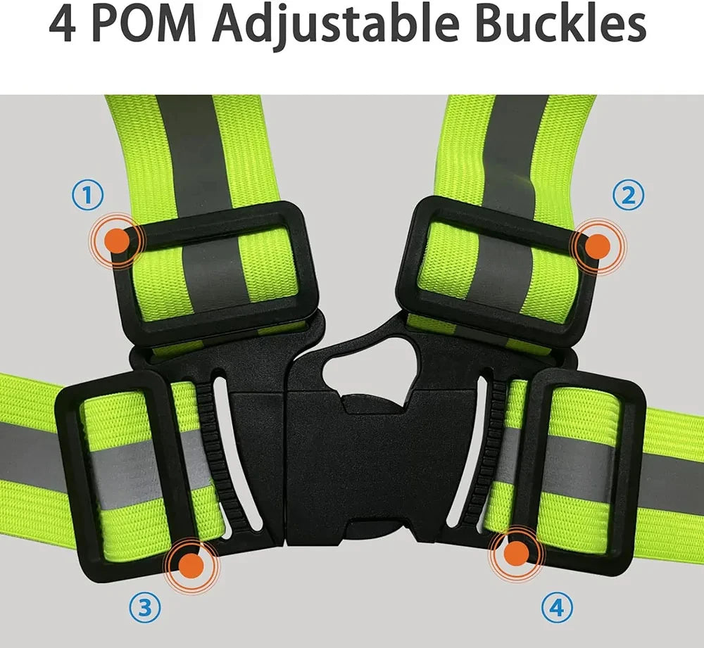 Lightweight adjustable reflective safety vest with elastic bands and hi-vis strips - product image
