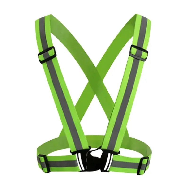 Lightweight adjustable reflective safety vest with elastic bands and hi-vis strips - product image