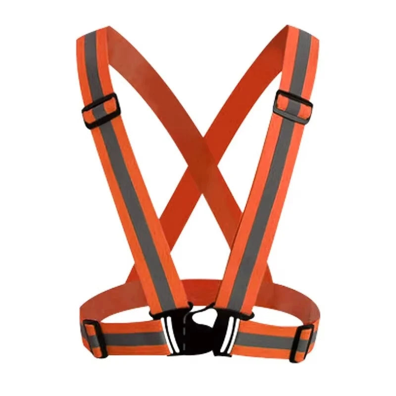 Lightweight adjustable reflective safety vest with elastic bands and hi-vis strips - product image
