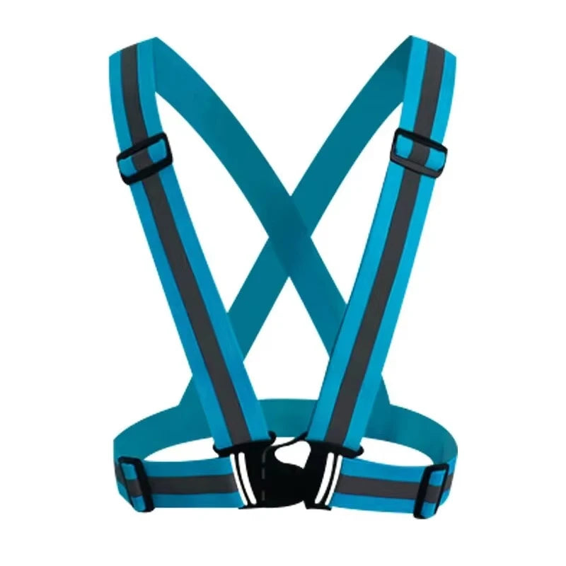 Lightweight adjustable reflective safety vest with elastic bands and hi-vis strips - product image