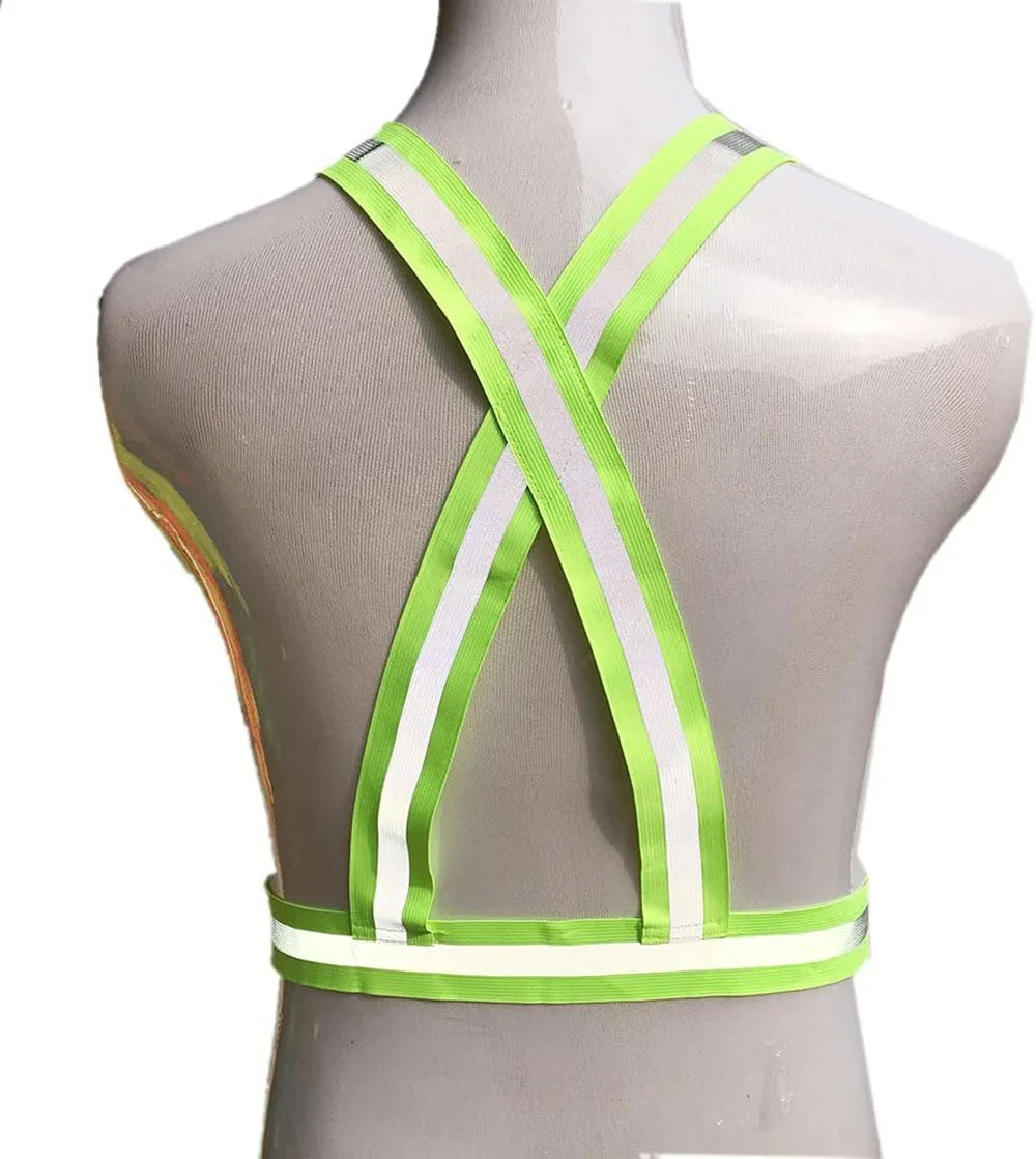 Lightweight adjustable reflective safety vest with elastic bands and hi-vis strips - product image