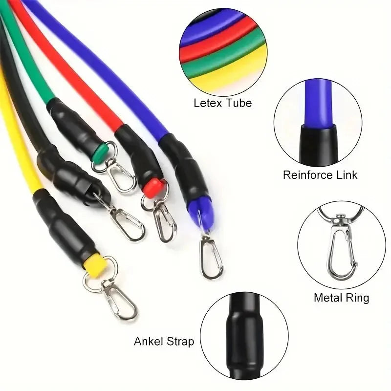 Lightweight resistance bands set with handles and accessories for full body training - product image