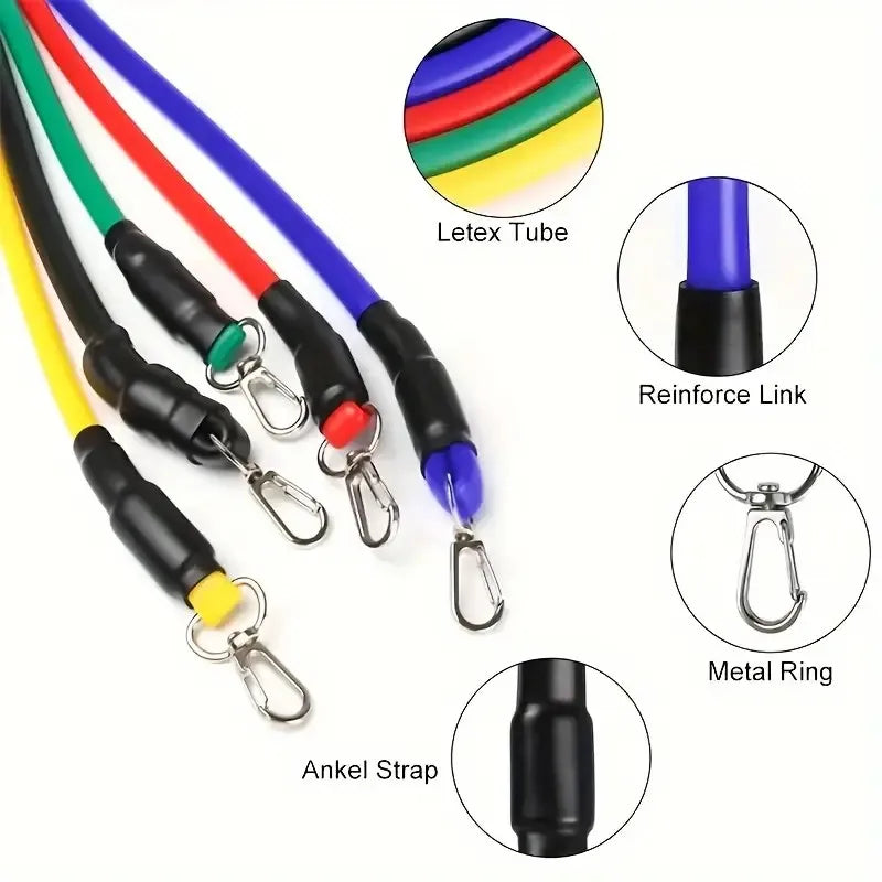 Lightweight resistance bands set with handles and accessories for full body training - product image