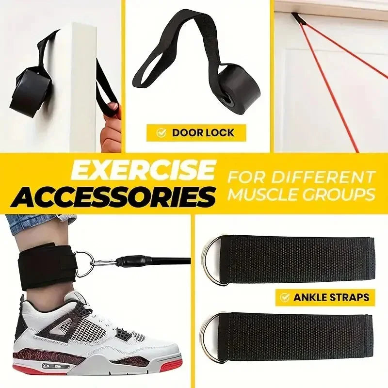 Lightweight resistance bands set with handles and accessories for full body training - product image