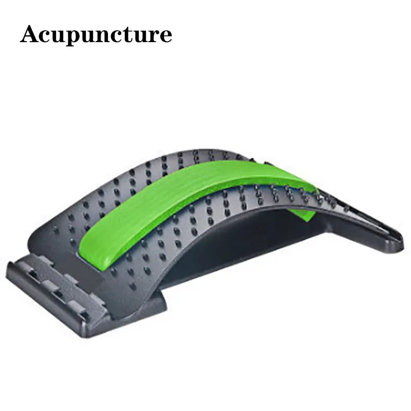 Magnetic adjustable back massage stretcher with lumbar support and acupressure points - product image