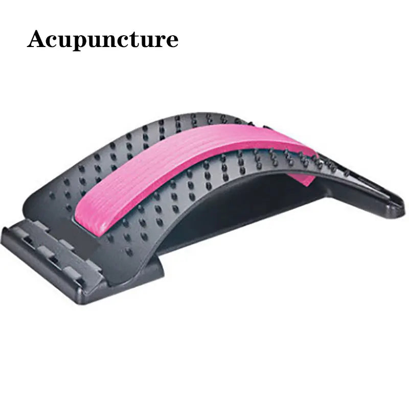 Magnetic adjustable back massage stretcher with lumbar support and acupressure points - product image