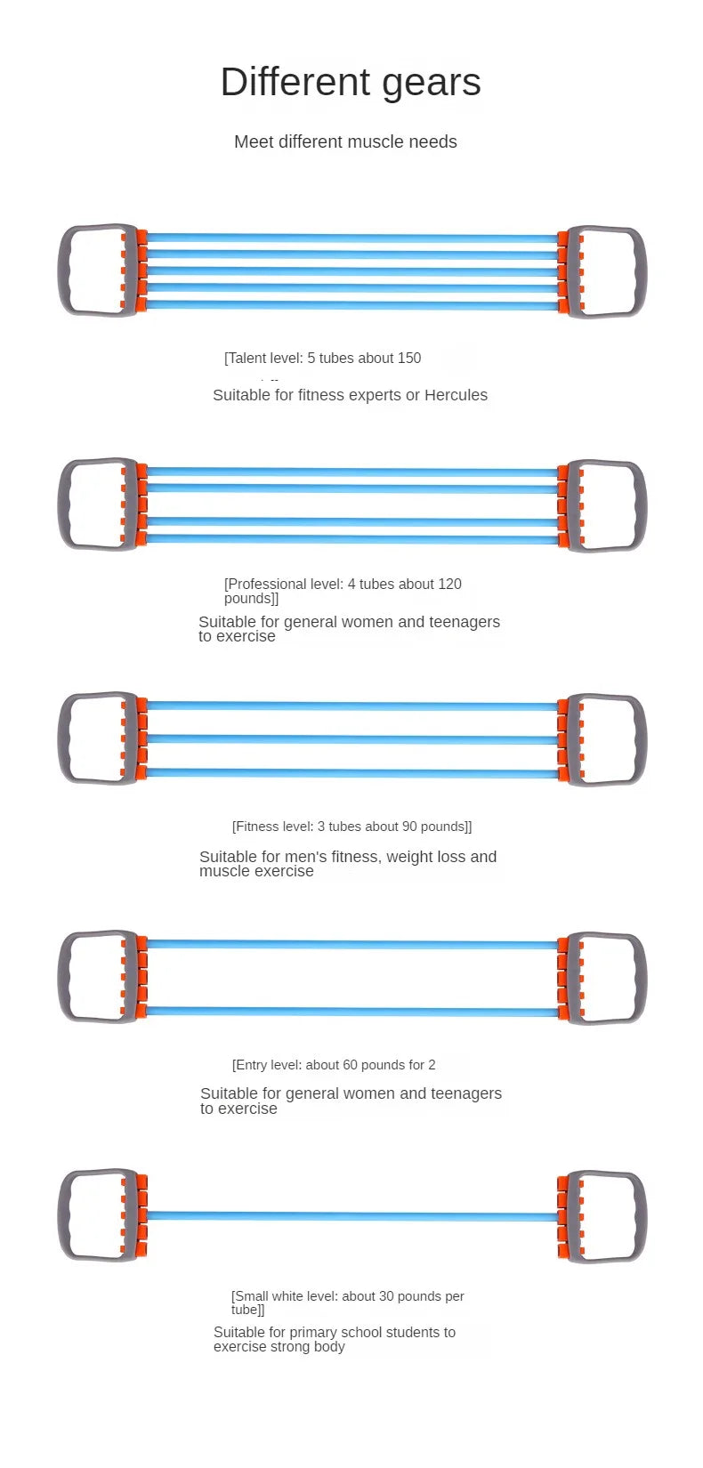 Male shoulder expander with removable rubber tubes for strength training - product image