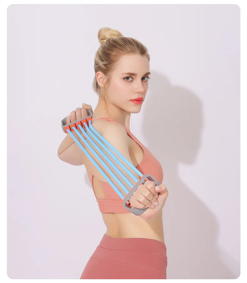 Male shoulder expander with removable rubber tubes for strength training - product image