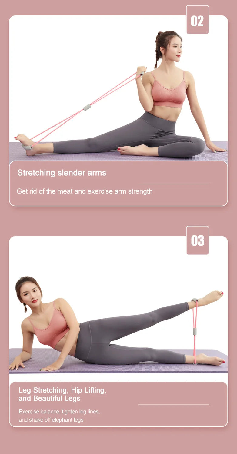 Multi-functional home yoga fitness set with resistance bands and leg trainer - product image