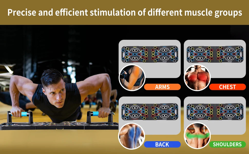 Multi-position push up board with non-slip handles for strength training - product image