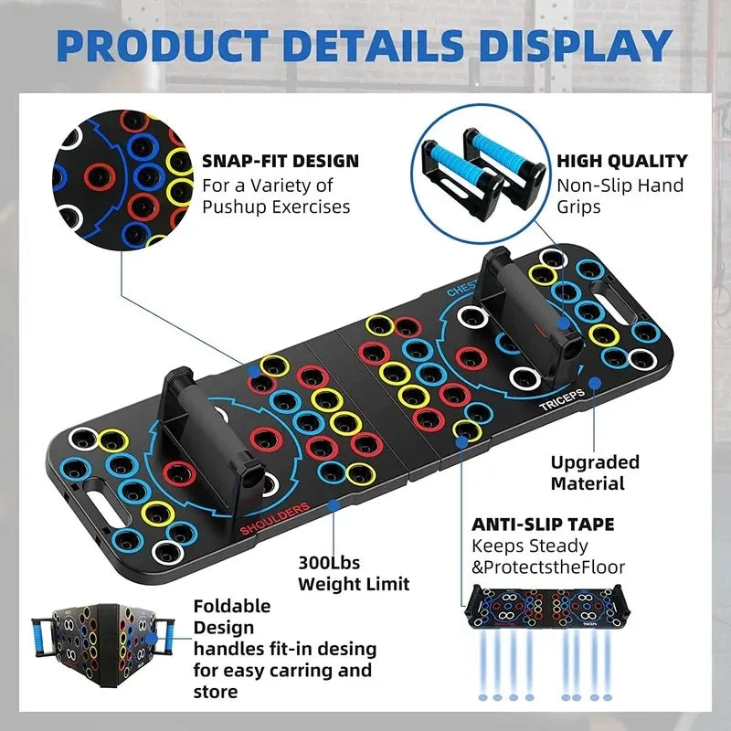 Multi-position push up board with non-slip handles for strength training - product image