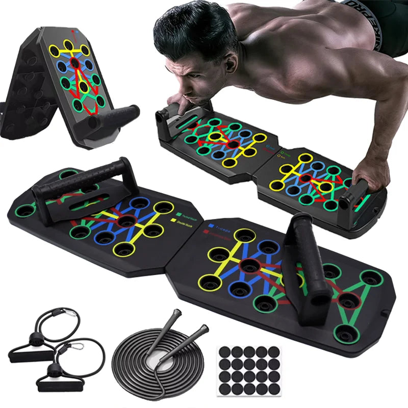 Multifunctional foldable push up board with non-slip handles and multiple angles - product image