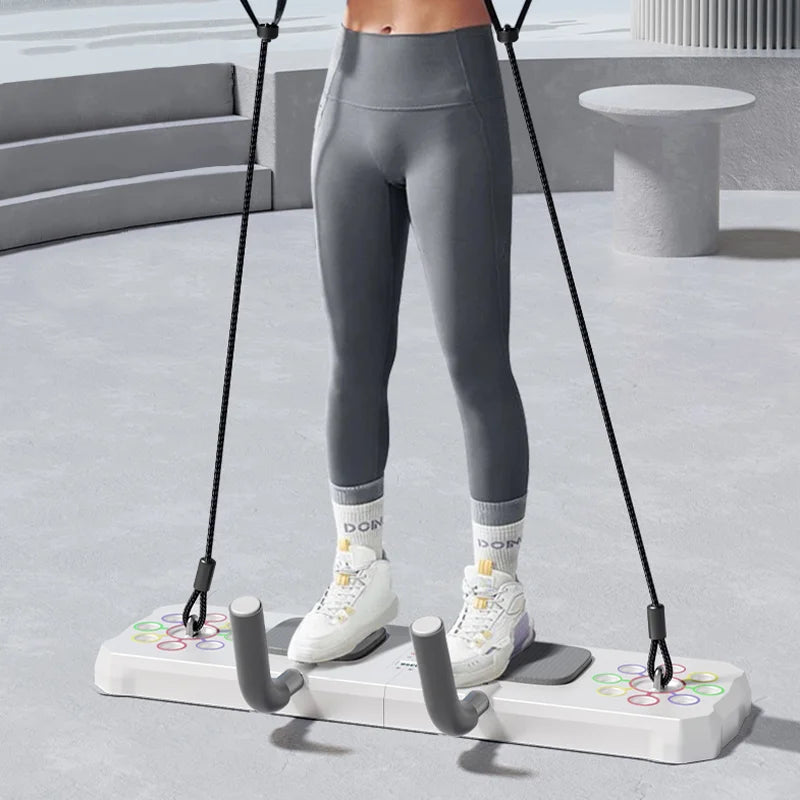 Multifunctional folding push-up and sit-up trainer with adjustable handles - product image