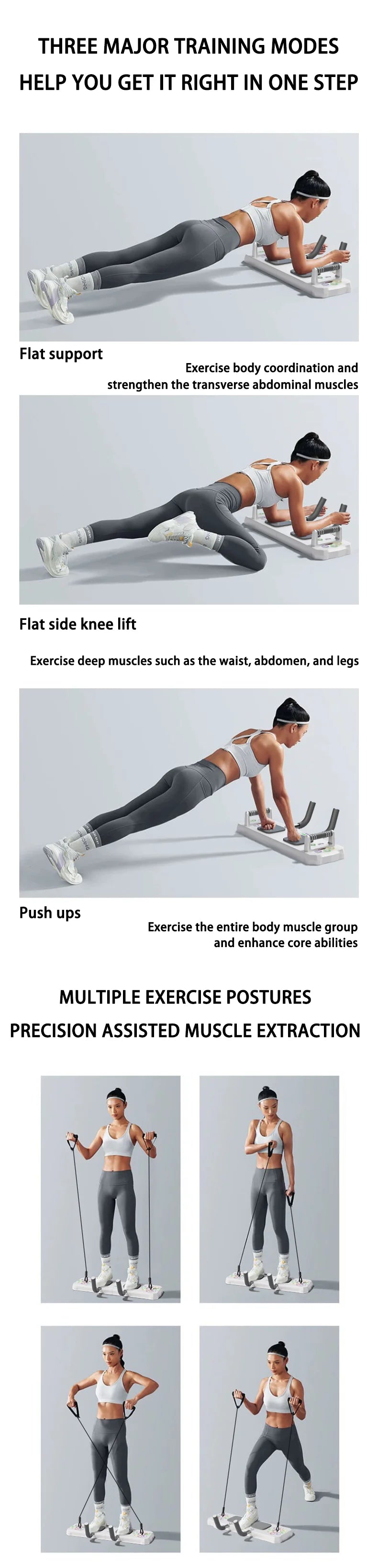 Multifunctional folding push-up and sit-up trainer with adjustable handles - product image