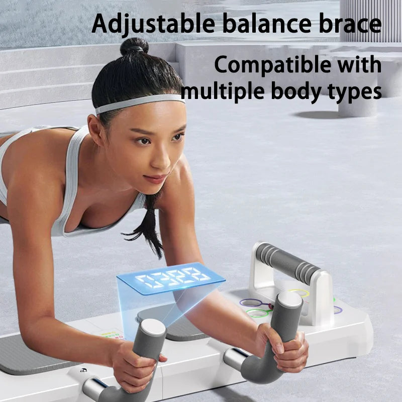 Multifunctional folding push-up and sit-up trainer with adjustable handles - product image