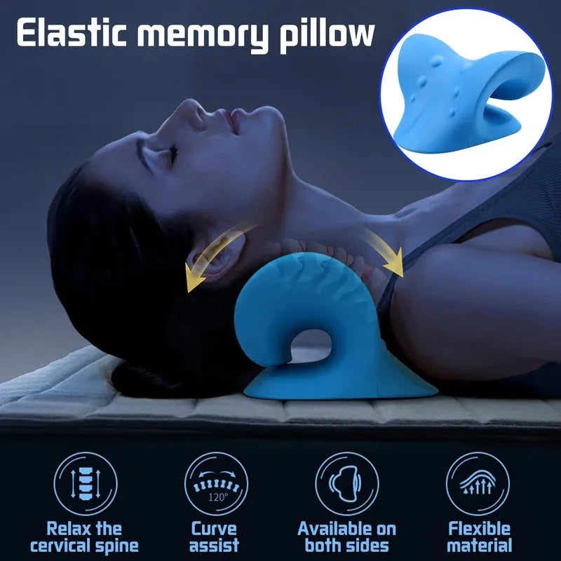 Neck massage pillow with cervical traction and spine correction foam design - product image