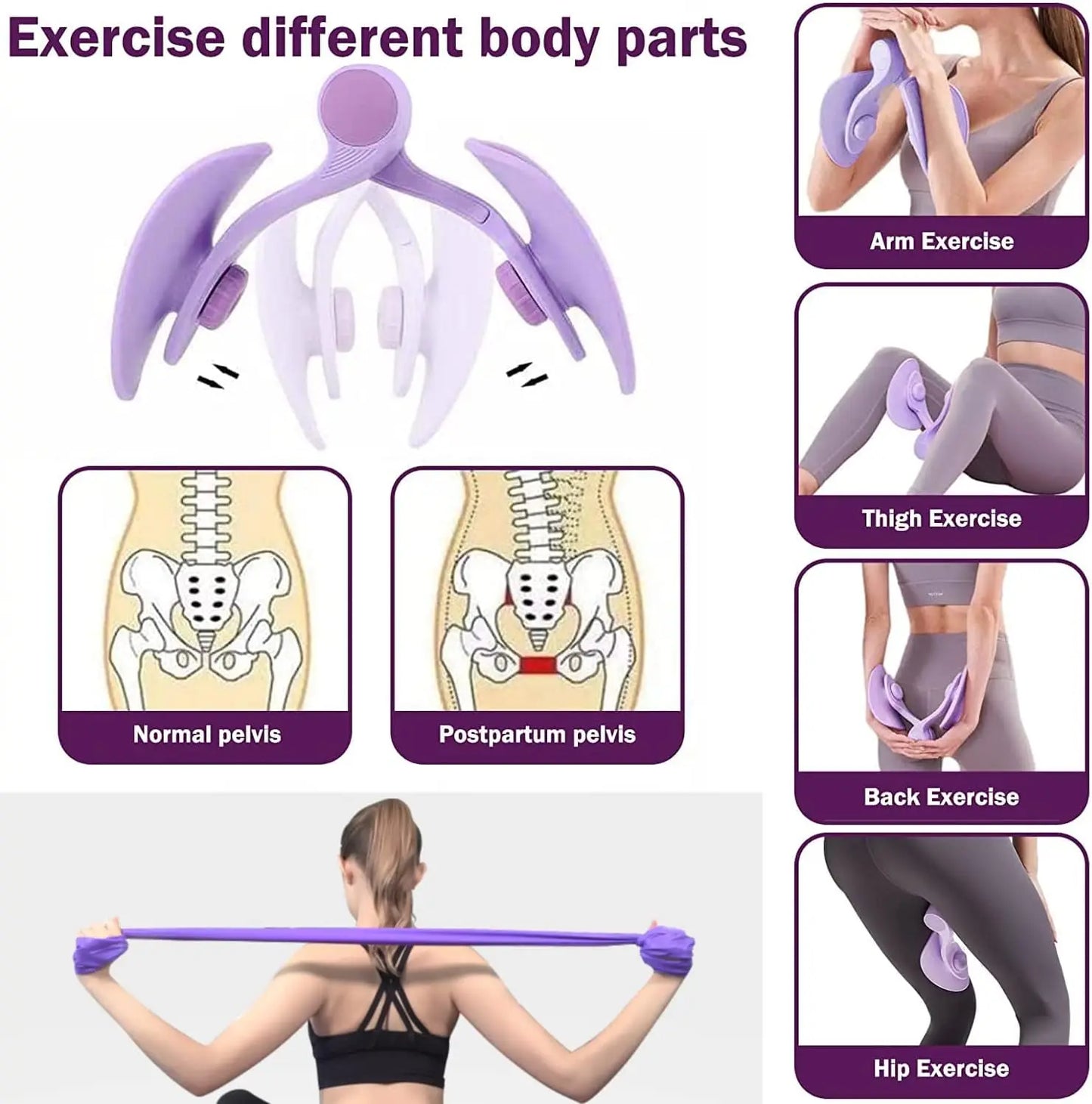 Pelvic floor muscle trainer with adjustable resistance for hip and thigh exercise - product image