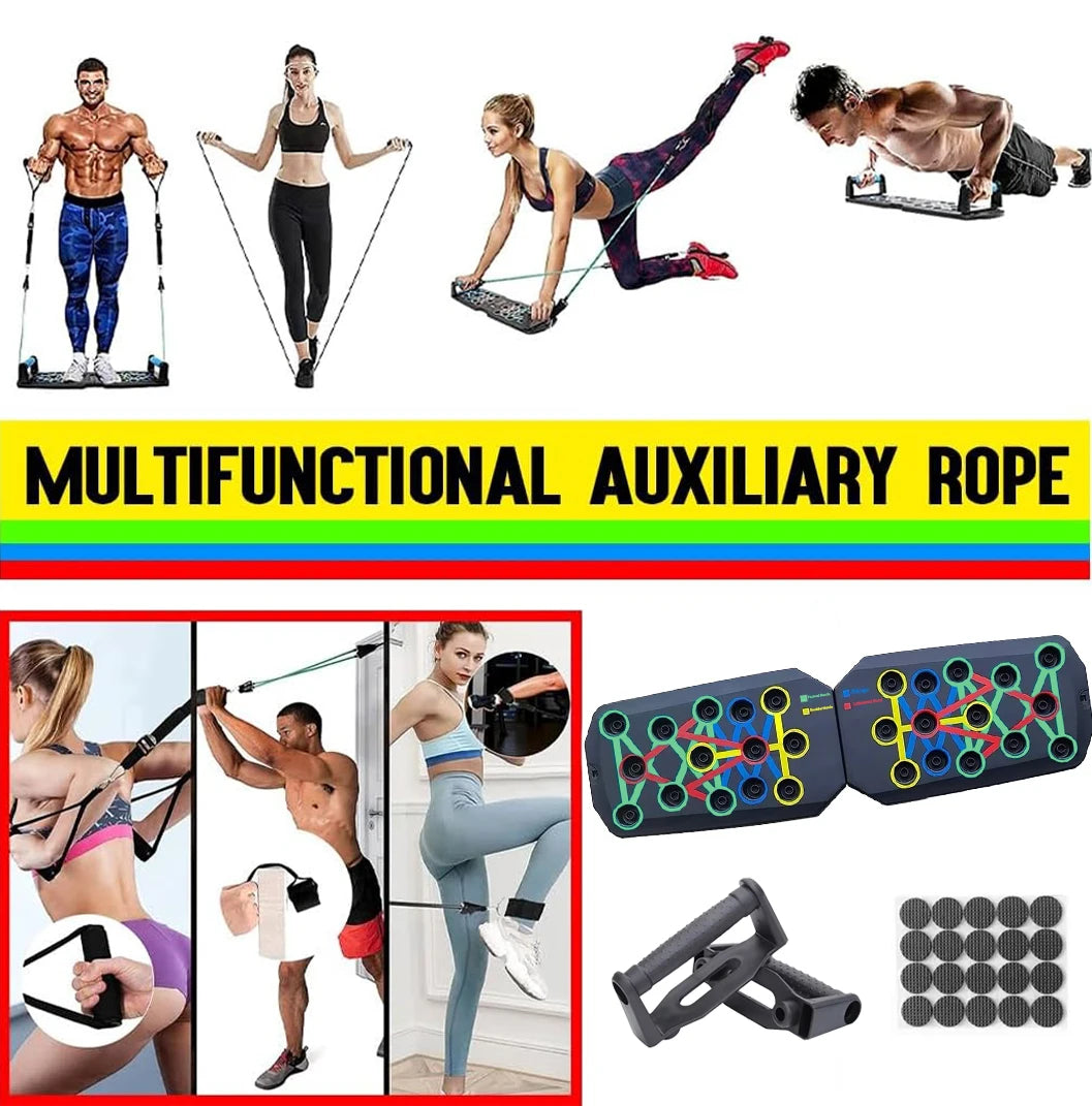 Portable adjustable push up training board with color-coded muscle targets - product image
