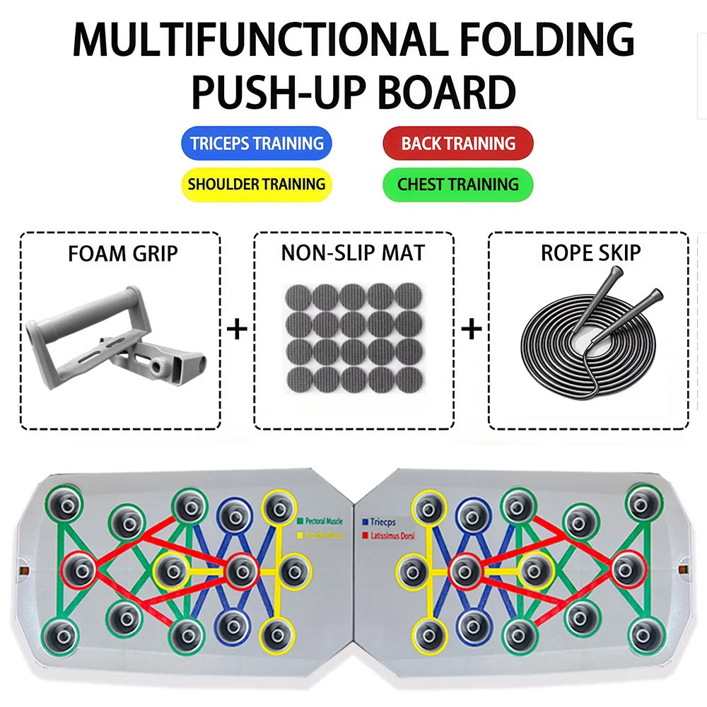 Portable folding multi-functional push-up board with anti-slip pads and handle - product image