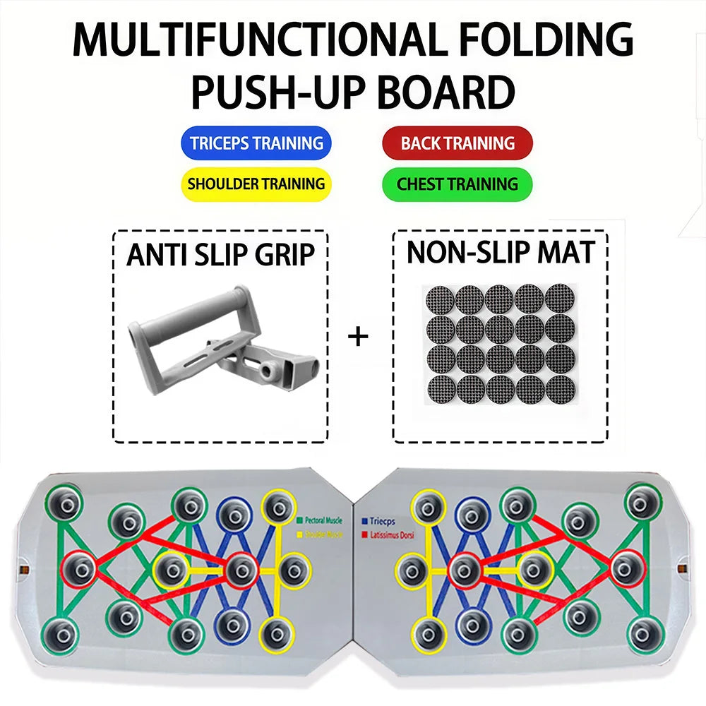 Portable folding multi-functional push-up board with anti-slip pads and handle - product image