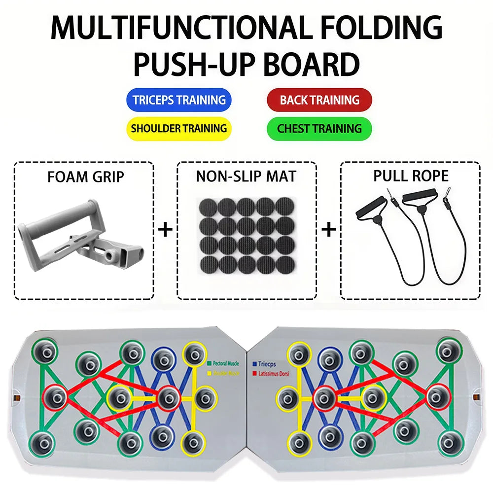 Portable folding multi-functional push-up board with anti-slip pads and handle - product image