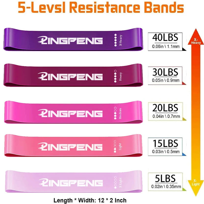 Portable natural latex resistance bands set with multiple strength levels - product image
