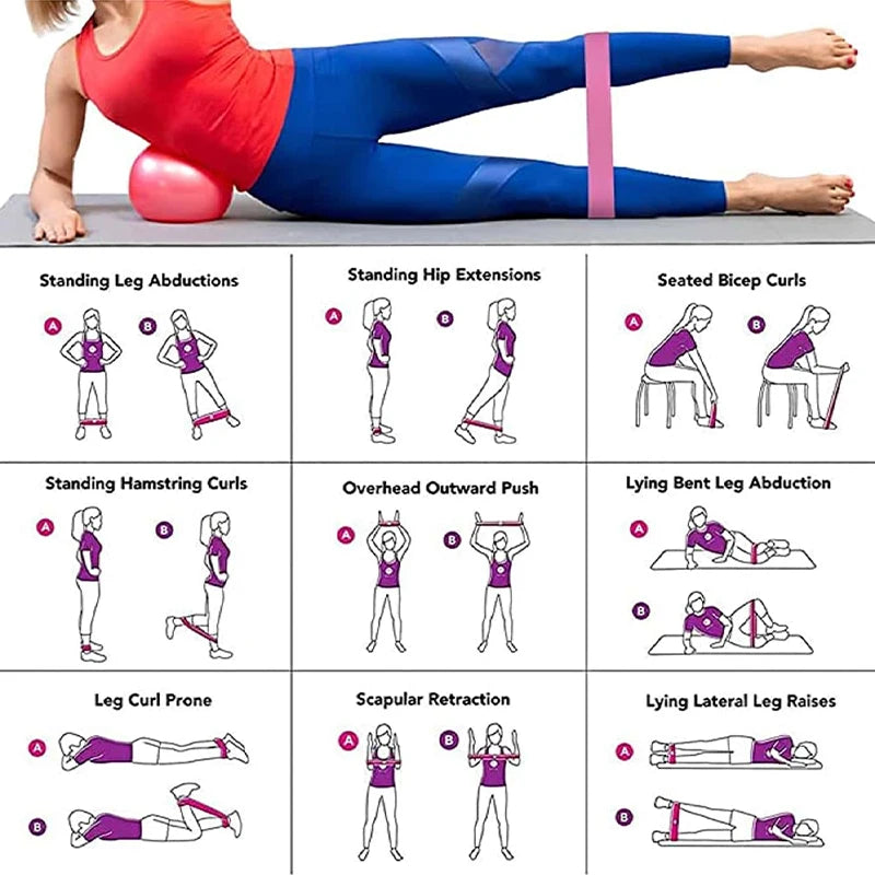 Portable natural latex resistance bands set with multiple strength levels - product image