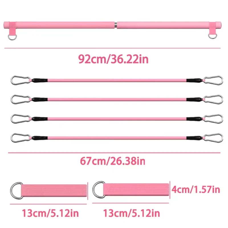 Portable pilates resistance bar kit with adjustable bands for full body workouts - product image