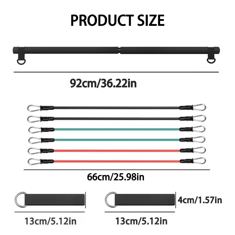Portable pilates resistance bar kit with adjustable bands for full body workouts - product image