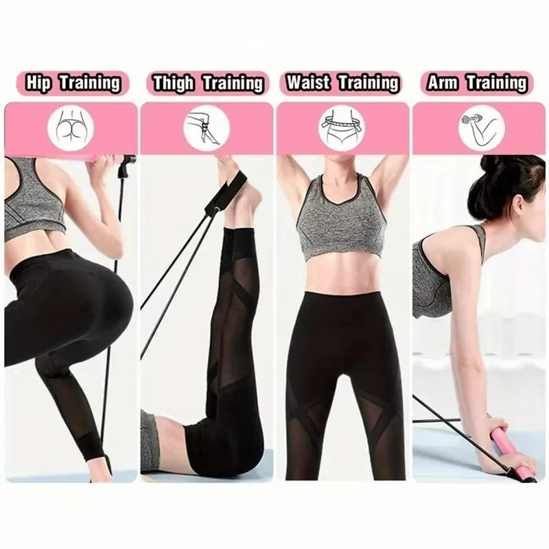 Portable pilates resistance bar kit with adjustable bands for full body workouts - product image