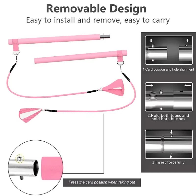 Portable pilates resistance bar kit with adjustable bands for full body workouts - product image