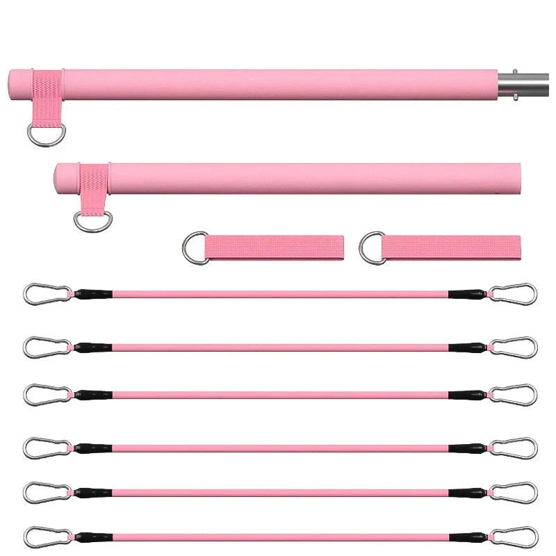 Portable pilates resistance bar kit with adjustable bands for full body workouts - product image