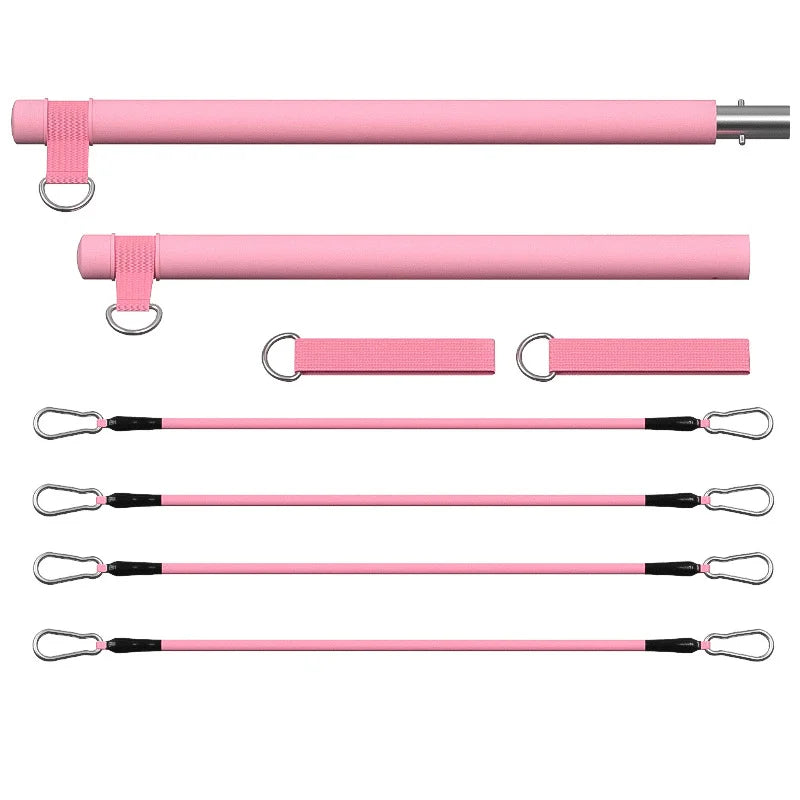 Portable pilates resistance bar kit with adjustable bands for full body workouts - product image