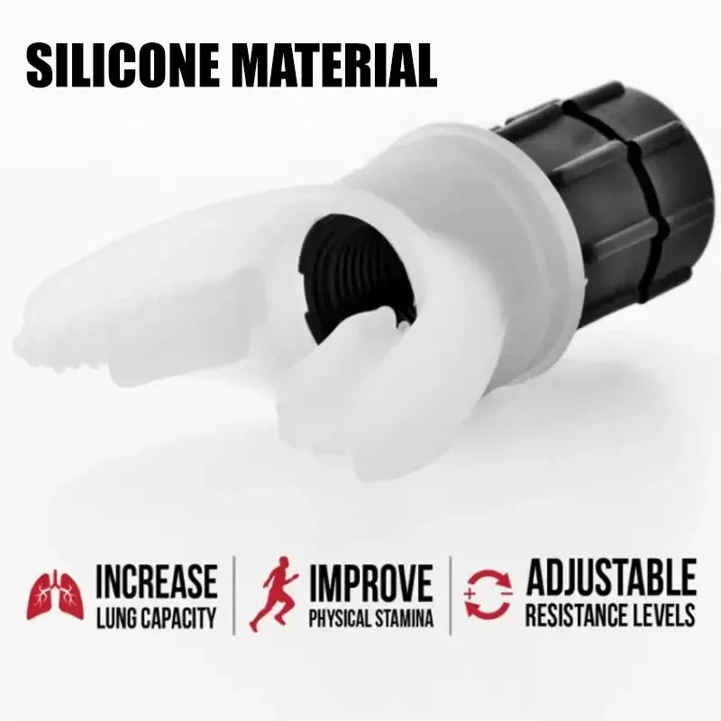 Portable silicone lung capacity trainer with adjustable resistance dial - product image