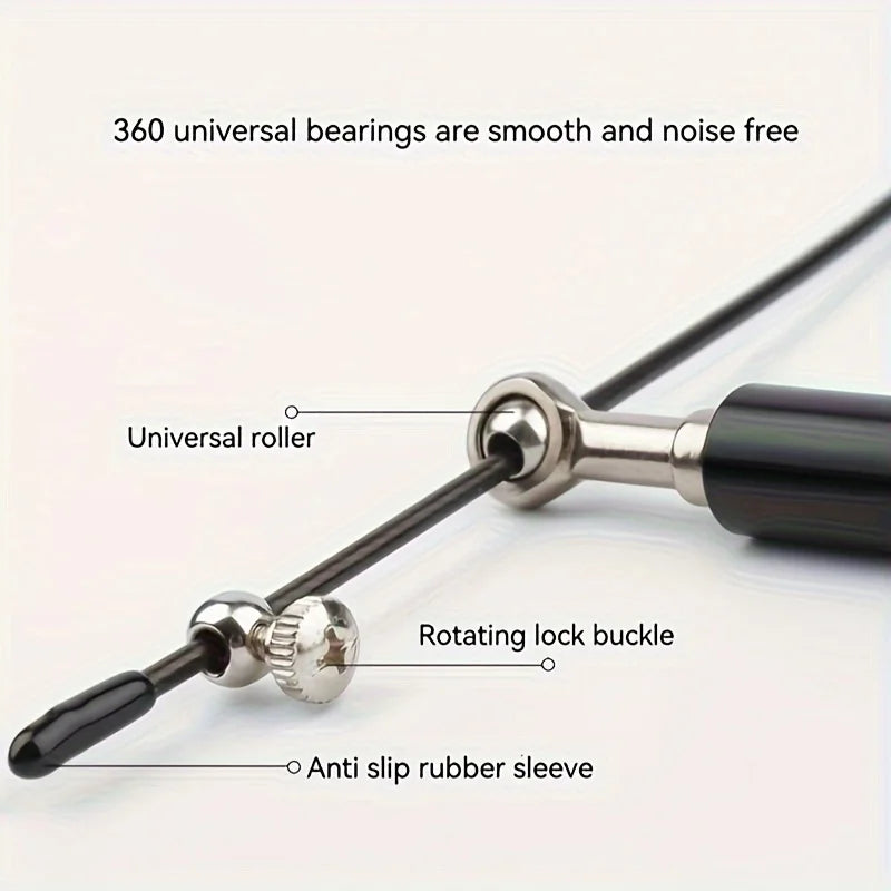 Professional adjustable jump rope with aluminum handles and steel wire cable - product image